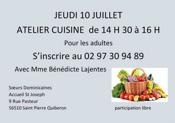 JEUDI 10 JUILLET 2025 ATELIER CUISINE